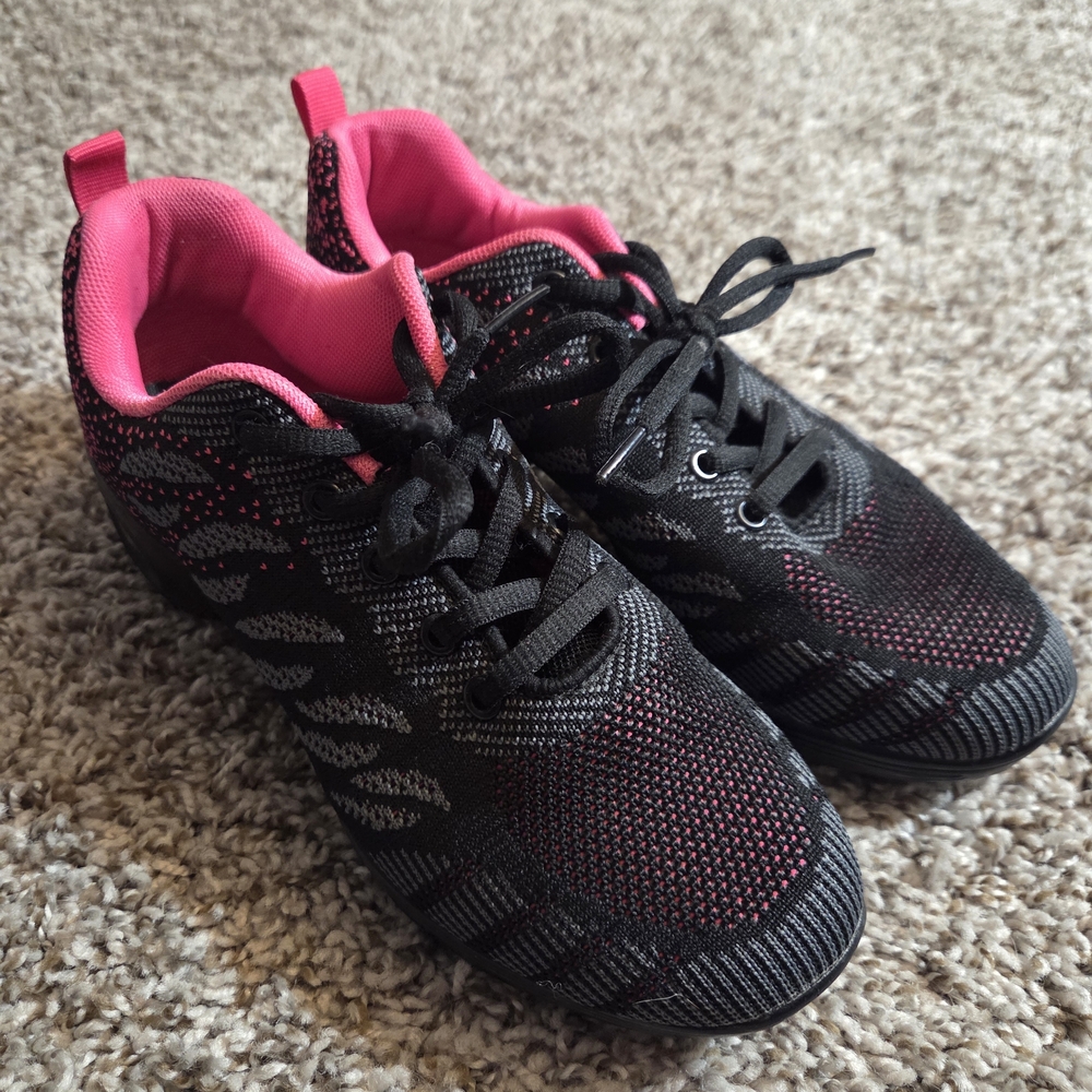 Women's Black and Pink Dance Sneakers